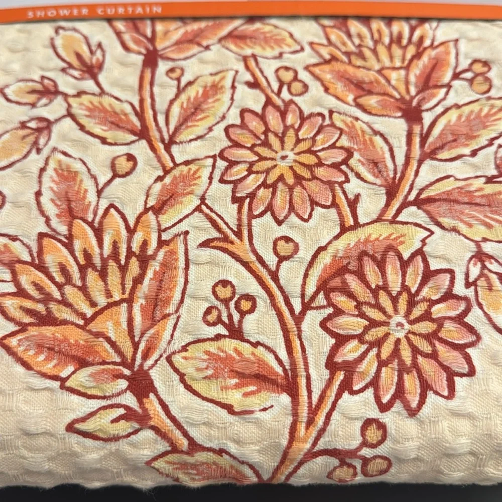 CARO HOME 100% Cotton Jasmine Coral Shower Curtain -72